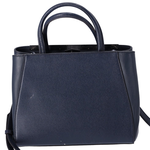FENDI Petit 2 Jours Tote Bag 8BH253 Dark Navy Leather